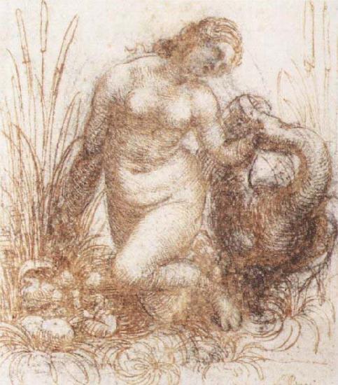 Leonardo  Da Vinci Study for a kneeling Leda oil painting picture